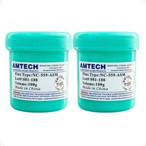 Fluxo Pastoso Amtech Nc 559 Asm Lot 81-188 100g Made In China Bga Reballi Cor Azul-celeste