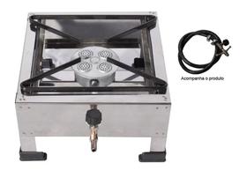 Fogão 1 Boca Alta Pressão 20x20 + Registro + mangueira + pano de limpeza Fogão 1 Boca Alta Pressão 20x20 + Registro + mangueira + pano de limpeza