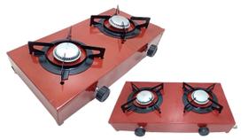 Fogão 2 Bocas Baixa Pressão Glp Casa Camping Pesca Vermelho