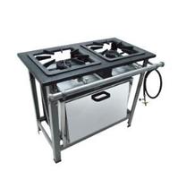 Fogão 2 Bocas c/Forno 40x40 Super Luxo Aço 304 Alta Pressão P 6,5 Metalmaq