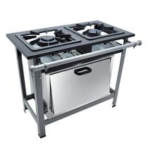 Fogão 2 Bocas c/ Forno Super Luxo 40x40 Perfil 6,5 1Q Duplo 1Q Simples Baixa Pressão Metalmaq