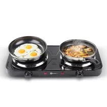 Fogão 2 Bocas Elétrico Portátil 2000W Potência 127 220V, Design Moderno em Inox, Controles Independentes, Superfície de Fácil Limpeza