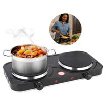 Fogão 2 Bocas Elétrico Portátil 2000W Potência 127 220V, Design Moderno em Inox, Controles Independentes, Superfície de Fácil Limpeza