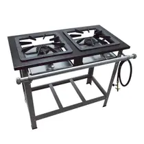 Fogão 2 Bocas Mesa 40x40 Super Luxo Aço 304 Alta Pressão P 6,5 Metalmaq