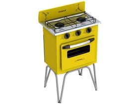 Fogao 2 Bocas Venax Gemini Vetro Amarelo Gas Glp