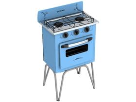 Fogao 2 Bocas Venax Gemini Vetro Azul Gas Glp
