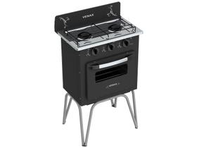 Fogao 2 Bocas Venax Gemini Vetro Preto Fosco Gas Glp