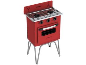 Fogao 2 Bocas Venax Gemini Vetro Vermelho Gas Glp