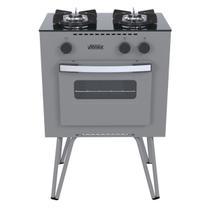 Fogao 2 Bocas Venax Mini Cook Grafite Gas Glp