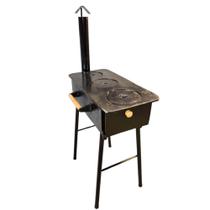 Fogão 3 Bocas Alumínio Fundido Com Pés e Chaminé Completo