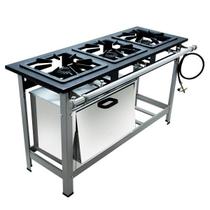 Fogão 3 Bocas c/ Forno 40x40 Super Luxo Aço 304 Alta Pressão P 6,5 Metalmaq