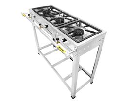 Fogão 3 Bocas Iron Inox Ferro Fundido Alta Pressão