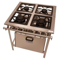 Fogão 4 Bocas 2 Duplas Inox com Forno Stand Metal Brey 104-F 2D I