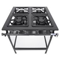 Fogão 4 Bocas 2 Duplas Stand Metal Brey Baixa Pressão 104-2D
