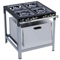 Fogao 4 Bocas 30X30 Gas Glp Baixa Pressao Perfil 6,5Cm Com Forno - Metalmaq