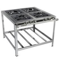 Fogao 4 Bocas 40X40 Gas Natural Baixa Pressão Perfil 6,5Cm - Metalmaq