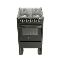 Fogão 4 Bocas a Gás Braslar New Sirius com Mesa Inox e Forno Easy-Clean Preto