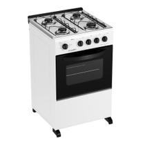 Fogão 4 Bocas a Gás Esmaltec Bali com Mesa de Inox e Acendimento Manual Branco