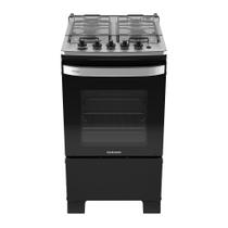 Fogão 4 Bocas a Gás Itatiaia Itachef com Mesa de Inox Acendimento Automático Preto Fosco Bivolt