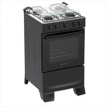 Fogão 4 Bocas Atlas Coliseum Plus Forno 48 litros Mesa em Inox Acendimento Manual- Preto