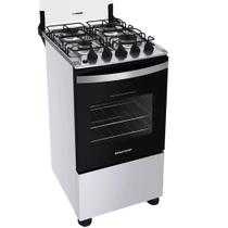 Fogão 4 Bocas Brastemp de Piso Automático Mesa Inox e Forno 61L com Luz BFO4NBB