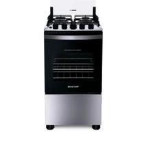 Fogão 4 Bocas Brastemp Piso Duas Prateleiras com Alturas Ajustáveis Inox Bivolt