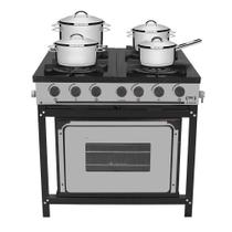 Fogão 4 Bocas Bravo Br4b Venâncio Com Panelas Solar Aço Inox Tramontina - VENANCIO Fogão 4 Bocas Bravo Br4b Venâncio Com Panelas Solar Aço Inox Tramontina - VENANCIO