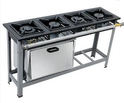 Fogão 4 Bocas c/ Forno Baixa Pressão Luxo 30x30 Perfil 6,5 2QD 2QS Metalmaq