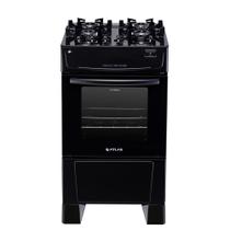 Fogão 4 Bocas com Forno Acendimento Automático Mesa Vidro Mônaco Top Glass Preto Atlas