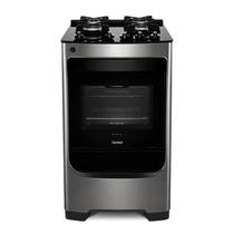 Fogão 4 Bocas Consul Piso com Mesa Vidro temperado e Trempes em ferro fundido Inox Bivolt