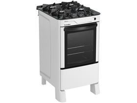 Fogão 4 Bocas Esmaltec Branco Mesa de Vidro Jade Glass