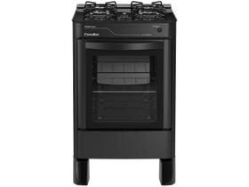 Fogão 4 Bocas Esmaltec Preto Mesa de Vidro Agata Glass 4090