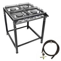 Fogão 4 Bocas Grande Industrial Ferro Fundido Alta Pressão ROA
