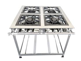 Fogão 4 Bocas Industrial a Gás Linha Luxo Baixa Pressão 40x40cm P8 Inox Light 400208 MR.Fogões