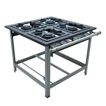 Fogao 4 Bocas M14 Queimador Duplo Premium 40X40 Perfil 9Cm Para Panela Com Cozinha - Metalmaq