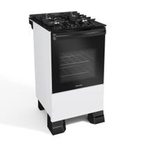 Fogão 4 Bocas Mueller com Mesa de Vidro e Forno 48L Branco Bivolt - MFV4BF