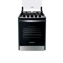 Fogão 4 Bocas Preto 61L Bivolt Com Forno Potente Brastemp Em Aço Inox - Compacto e Com Design Elegante