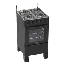 Fogão 4 Bocas Preto Ares com Forno 50 L em Aço Inox Realce