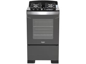 Fogão 4 Bocas Preto com Frente em Vidro Preto e Timer Digital Dako Diplomata Grill Bivolt