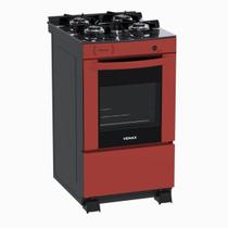 Fogao 4 Bocas Venax Delplus Vitreo Bl Vermelho Gas Glp