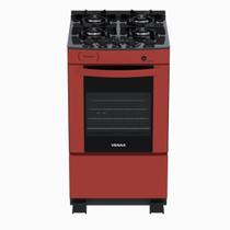 Fogao 4 Bocas Venax Delplus Vitreo Bl Vermelho Gas Glp