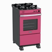 Fogao 4 Bocas Venax Gaudi Vetro Vitreo Pink Gas Glp