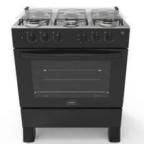 Fogão 5 Bocas A Gás Acendimento Automático Realce Bivolt Cr204 Preto Preto 127/220