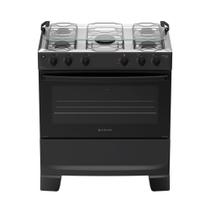 Fogão 5 Bocas à Gás Atlas Mônaco Plus Acendimento Automático e Mesa de Inox Preto Bivolt Fogão 5 Bocas à Gás Atlas Mônaco Plus Acendimento Automático e Mesa de Inox Preto Bivolt