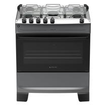 Fogão 5 Bocas à Gás Atlas Mônaco Top Acendimento Automático e Mesa de Inox Titanium Bivolt