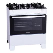 Fogão 5 Bocas a Gás Atlas Mônaco Top Glass Mesa de Vidro e Acendimento Automático Branco Bivolt