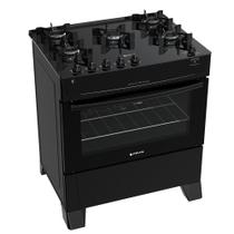 Fogão 5 Bocas à Gás Atlas Mônaco Top Glass Mesa de Vidro Preto Bivolt