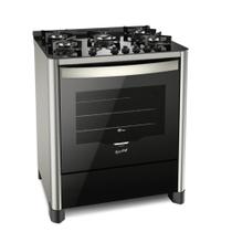 Fogão 5 Bocas a Gás Fischer Gran Cheff com Mesa de Vidro Temperado e Forno 110L Cinza Bivolt