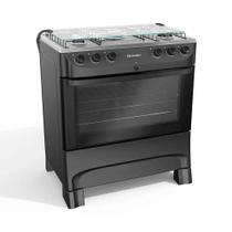 Fogão 5 Bocas a Gás Mueller com Acendimento Automático e Forno 81,6L Preto Bivolt - MFI5BB