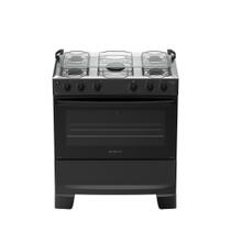 Fogão 5 Bocas Atlas Mônaco Plus Mesa De Inox Bivolt Preto